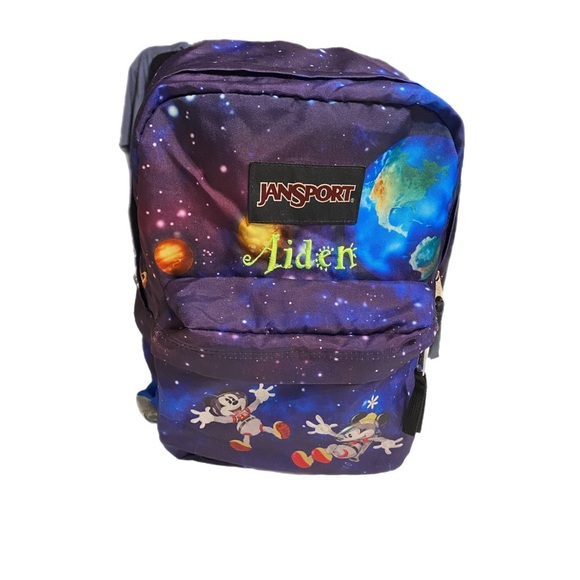 Jansport Disney Backpack Mickey Cosmic Theme Canvas Shoulder Straps 15x13x5 Nice - Picture 1 of 12